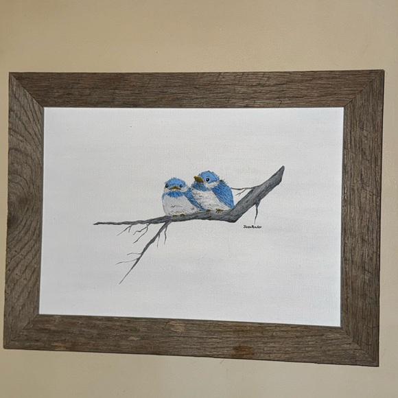 Other - Blue and White Bird Art on Canvas